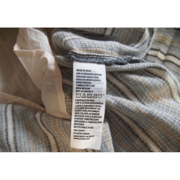 Prana Ecotropics Organic Cotton Copper Striped Dress Back Cut-Out Pockets Size M - Picture 12 of 12